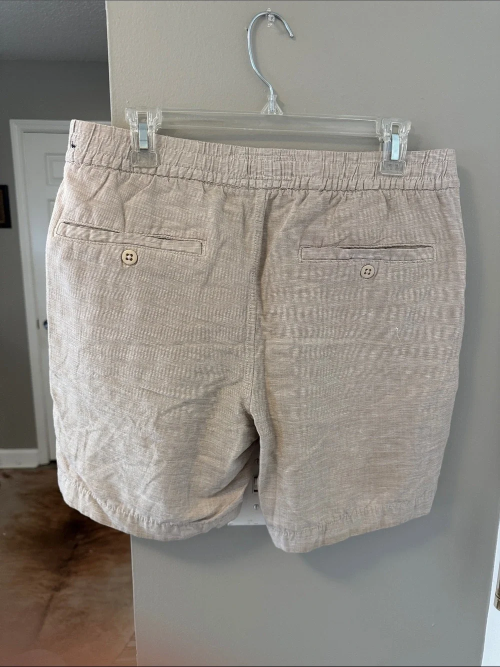 Abercrombie & Fitch pull on cotton-linen blend shorts in beige M